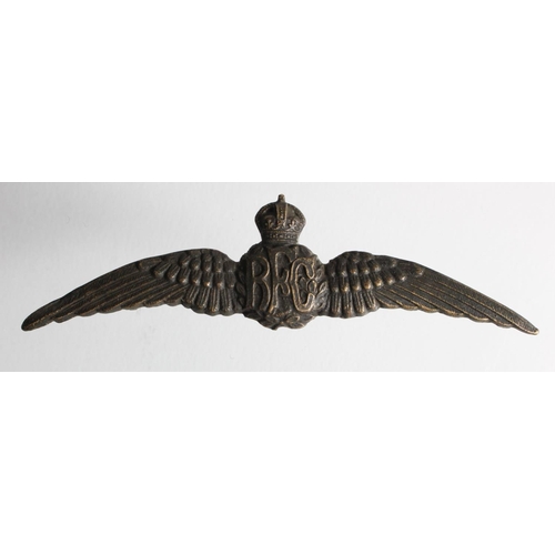 114 - Badge a bronze pair of RFC wings, solid back