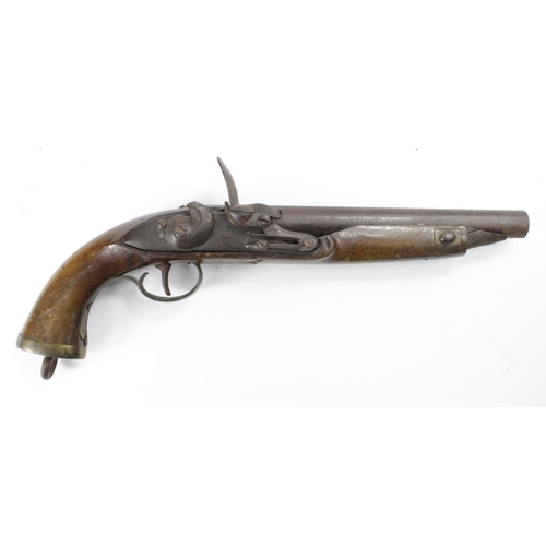 1142 - Flintlock Pistol in need of restoration. Lock with armourers mark (possibly Turkish?). Woodwork with... 