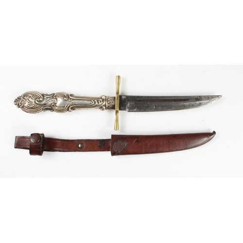 1182 - German Solingen made Hunting dagger in matched scabbard, this with minor repair