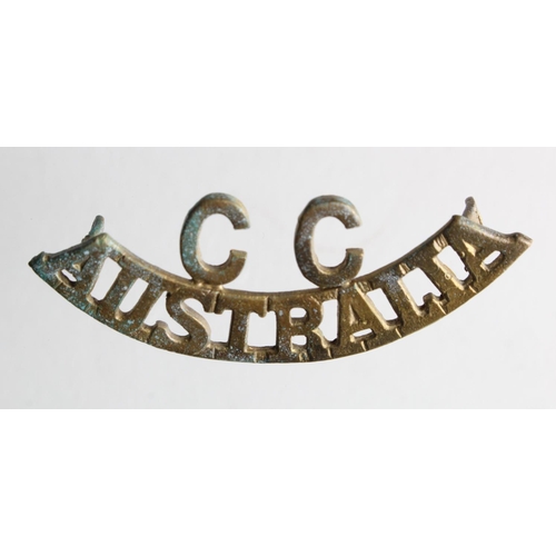 139 - Badge Australia CC Camel Corps scarce shoulder title, field sand cast on campaign.