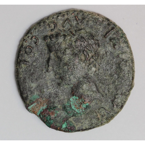 1397 - Colonial Roman dynastic piece Tiberius, struck in Spain, c. AE29mm., obverse:- Bust of Tiberius left... 