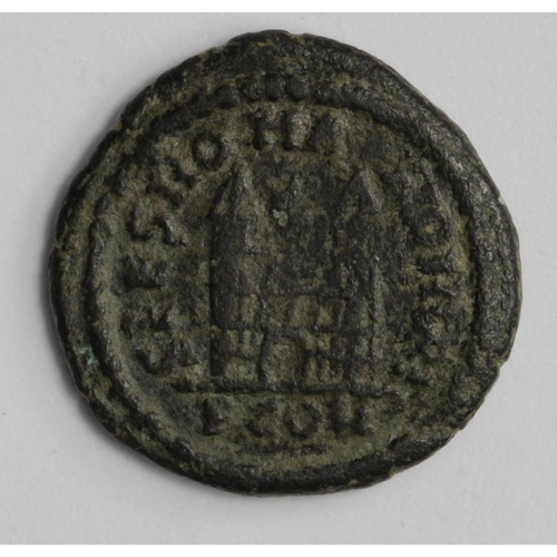 1414 - Flavius Victor bronze half-centenionalis, struck at Constantia/Arles 387-388 A.D., reverse:- Gateway... 