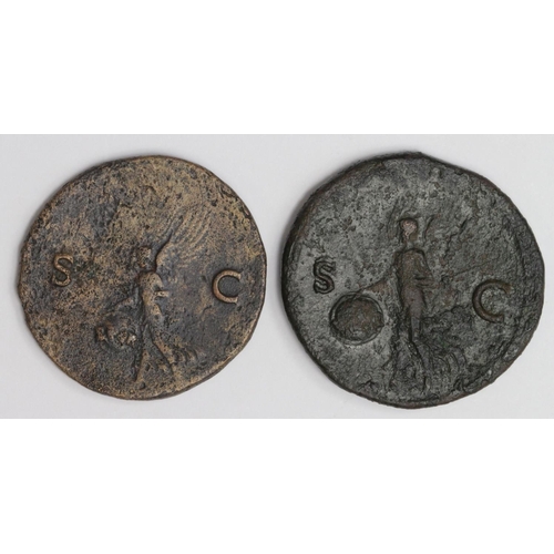 1432 - Nero as, reverse:- Victory alighting, bust right, Rome Mint, GF with a ditto but bust left, Lugdunum... 