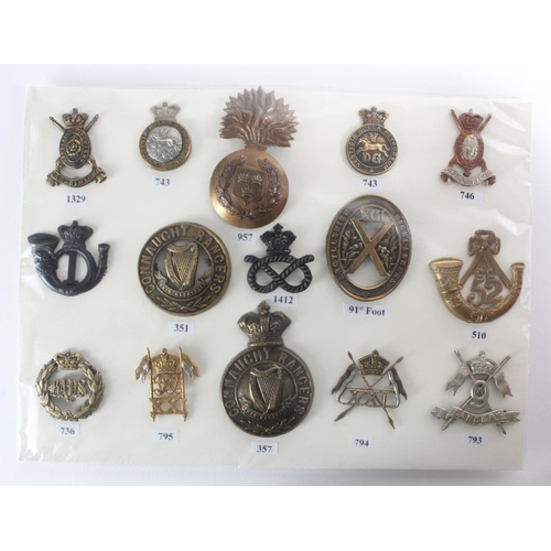 357 - Cap Badges - various Victorian inc Connaught Rangers, Bays, 9 Lancers, Argyllshire Highlanders, etc.... 