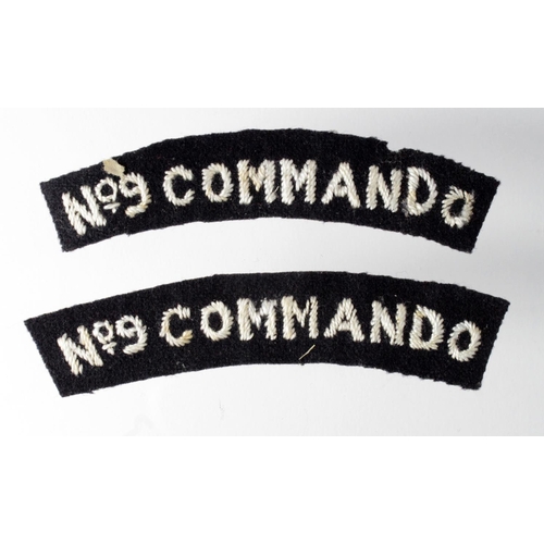 382 - Cloth Shoulder Title Badges: No.9 Commando WW2 pair of embroidered felt shoulder title badges in exc... 