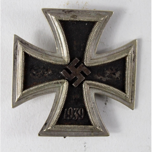 442 - German 1st class Iron Cross pin back, service wear, correct 3x piece construction, in old case