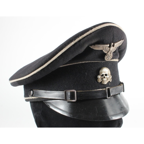 451 - German Allgemeine SS Peaked cap for other ranks, silk lining worn, but no moth and complete