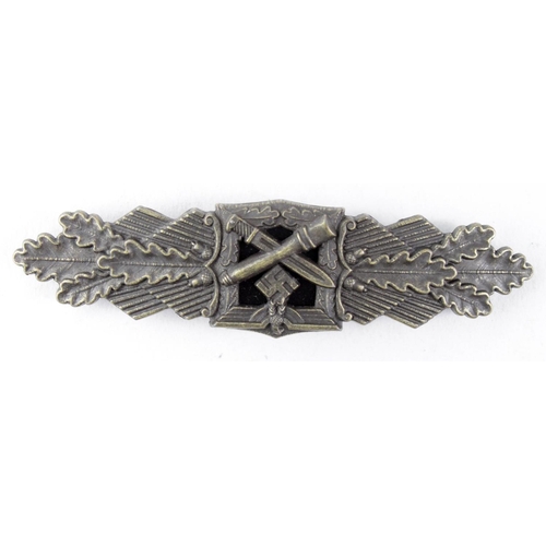 468 - German Close Combat clasp, silver toned example, FLL maker marked,