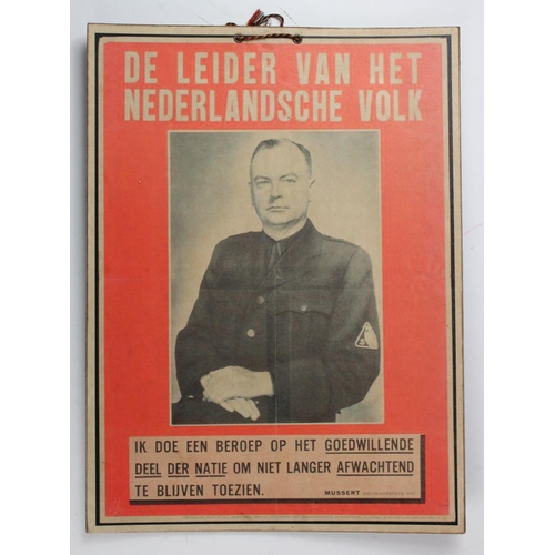 479 - German Dutch NSB Poster WW2 Fascists supporting card mounted example