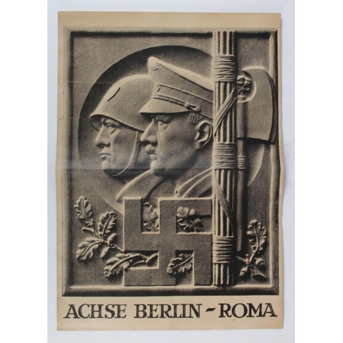 500 - German Hitler / Mussolini poster A3 size approx, impressive image