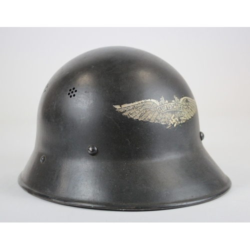 525 - German Lufftscutz civil defence helmet converted from captured Czech helmet with good decal lining a... 