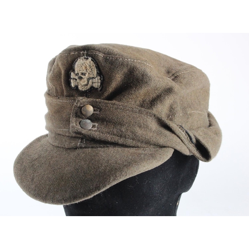 552 - German M42 SS Forage cap quite worn especially the liner, Totenkopf skull badge.