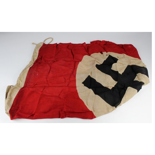 595 - German NSDAP Party flag, has Battle ? holes, interesting item, overall good condition.