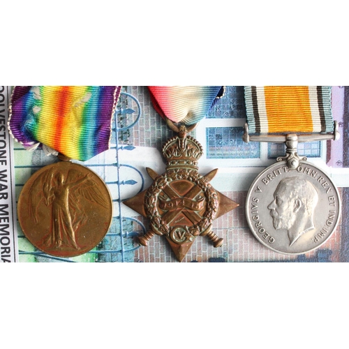 71 - 1915 Star Trio to 15000 Pte G Cattermole Suffolk Regt. Killed In Action 12/10/1917 with the 8th Bn. ... 