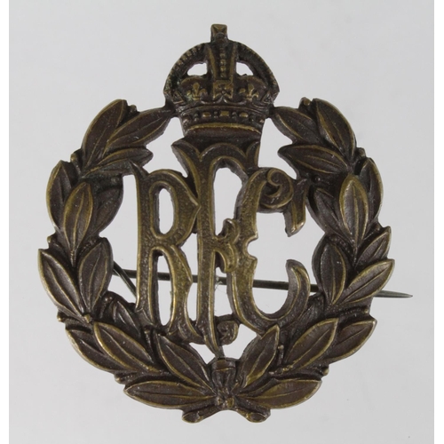 904 - Royal Flying Corps Officer's solid bronze hat badge (brooched). Made by J.R. Gaunt, London.