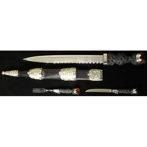 906 - Scottish Dirk - fine quality piece with each part being silver hallmarked (London 1979, David Shaw S... 