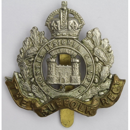 923 - Suffolk Regt O/R's cap badge, KC, 2 Towers