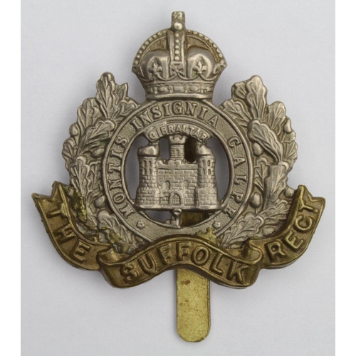 929 - Suffolk Regt O/R's cap badge, KC, transitional