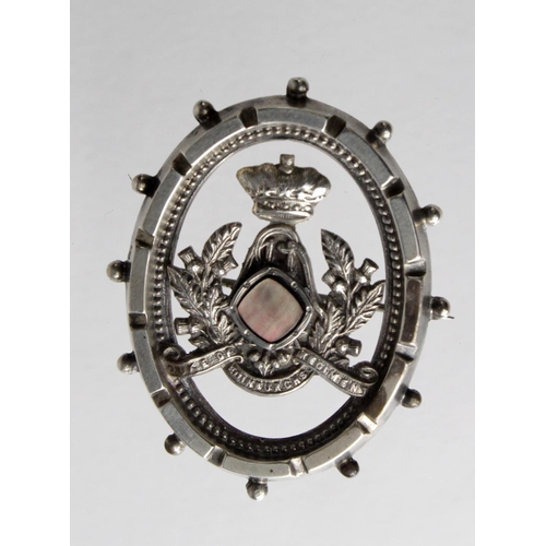 939 - Sweetheart silver badge, Duke of Edinburgh's Regiment hallmarked R&W Birmingham, 1890.