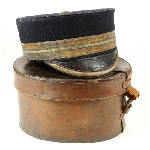 950 - Victorian officers pillar box hat in its original leather case