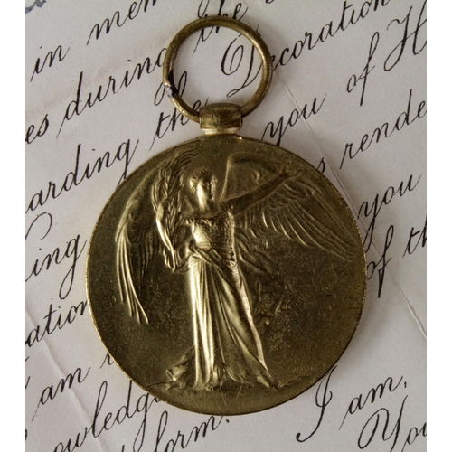 980 - Victory Medal to 736 Pte J W Fielding Manchester Regt. Killed In Action 21/12/1914 with the 1st Bn. ... 