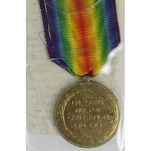 983 - Victory Medal to Capt. T.E. Rome, M.C. 1/6th Bn. Liverpool Regt. To Fr. 24.2.15 awarded M.C. L/Gaz: ... 