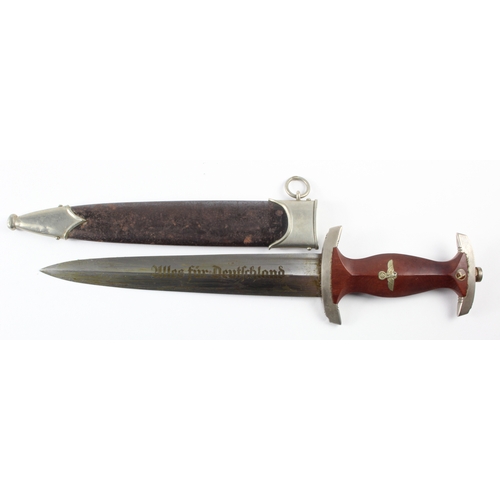 1172 - German Nazi SA Dagger with black scabbard, blade maker marked 'RZM M7/66 1939 Eickhorn Solingen'.