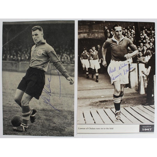 1021 - Football autographs - two of the greatest centre forwards of all time, Tommy Lawton leading out Chel... 