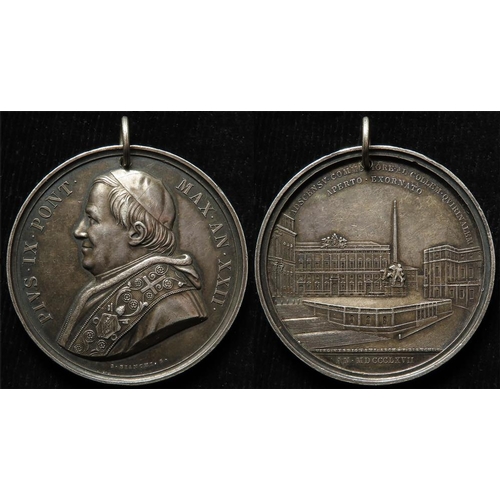 1445 - Papal Medal, silver d.43.5mm: Pius IX, Quirinal Palace 1867, toned nEF with suspension ring.