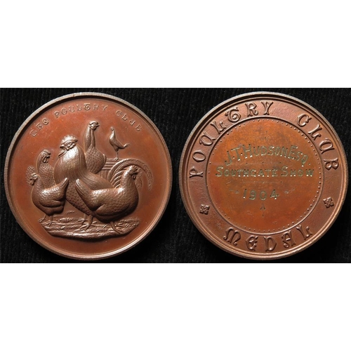 1446 - Poultry Show bronze medallion of c. 45mm., The Poultry Club, Southgate Show 1904, won by J.T.Hudson ... 