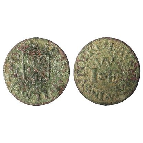 1457 - Suffolk 17th. century farthing token of John Wilmot of Lavenham, D.219, very rare, tone a little une... 