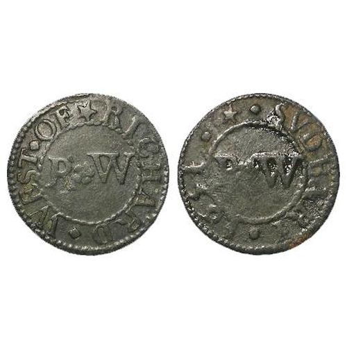 1458 - Suffolk 17th. century farthing token of Richard West of Sudbury, 1651, D.343, NVF/VF