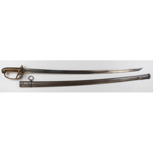 1563 - Sword scarce pre 1845 sergeants pattern sword with brass hilt and grip unmarked blade in its steel s... 