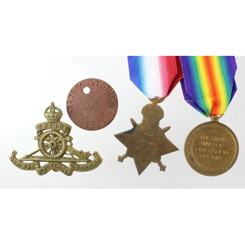 16 - 1915 Star and Victory Medal to 21756 Dvr C Todd RFA. Died of Wounds 6th August 1915 with 48th Brigad... 