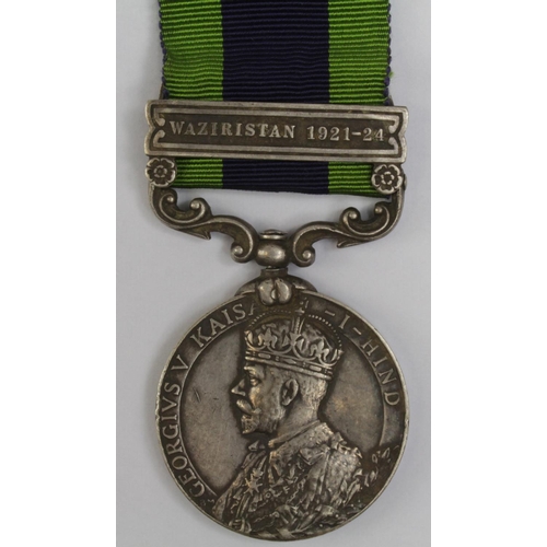 1617 - IGS GV with Waziristan 1921-24 clasp named to 2120 L-Nk. Hbrnam Singh 3-3 S.Prs.