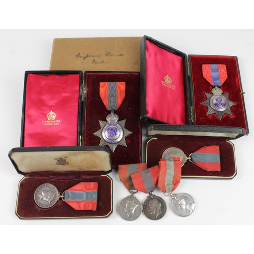 1619 - Imperial Service Medals - EDVII (Star) unnamed in original case, GV (Star) unnamed in original case,... 