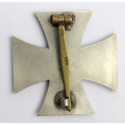 1727 - German Iron Cross first class, stamped 595 on the pin, solid construction. Private purchase example.