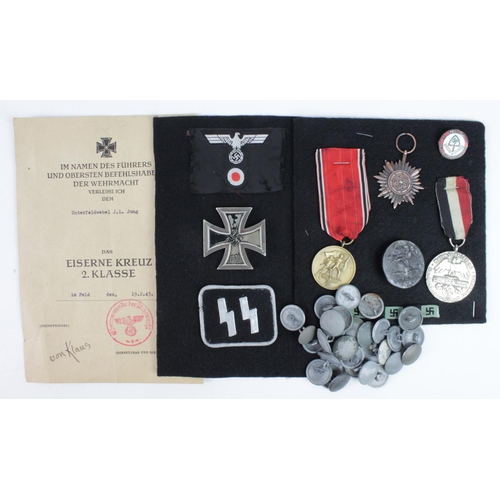 1752 - German medals, badges, buttons, etc. Noted WW2 Iron Cross 1st Class maker marked '51' with a Certifi... 