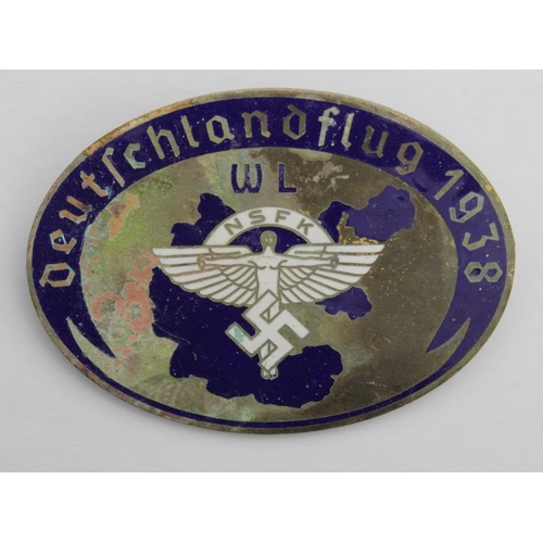 1774 - German NSFK interesting badge, Deutchland Flug Day 1938