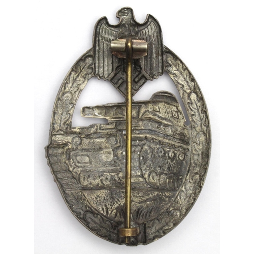 1786 - German Panzer Assault badge, silver grade hollow lighter weight example