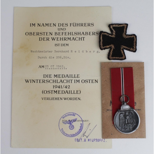 1800 - German Russian Front mint medal in packet plus award certificate dated 25/7/1942