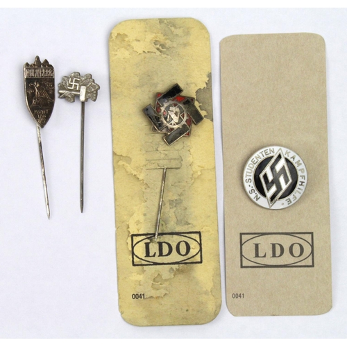 1815 - German stick pins, 3x and a lapel badge.