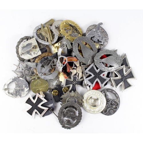 1823 - German style Nazi badges and medals, assortment mostly reproduction.  (Qty)