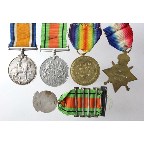 23 - 1915 Star Trio to 1518 Pte W A Patten Essex Regt. Served with 4th Bn. Defence Medal and Safe Driving... 