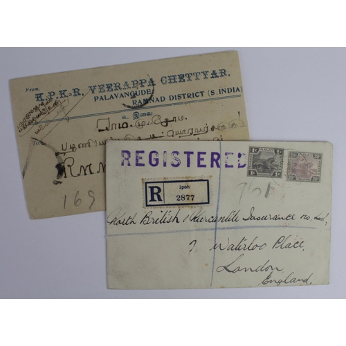 2520 - Malaya postal history. FMS Ipoh 1928 commercial registered cover, Hong Kong and Shanghai Bank HSBC r... 