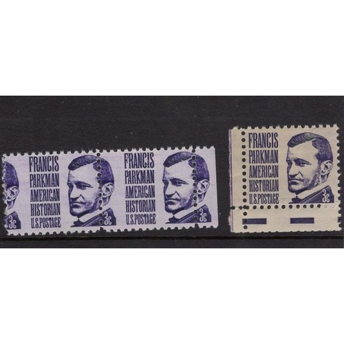 2563 - USA misplaced perforation error horizontal shift 1965 Prominent Americans 3c stamp (Francis Packman)... 