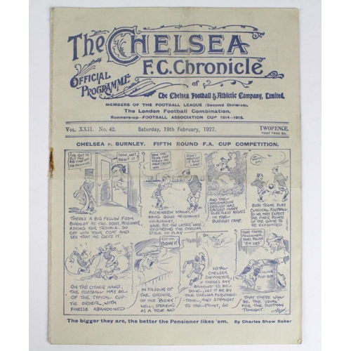 906 - Chelsea v Burnley 19th Feb 1927 F A Cup 5th Rnd