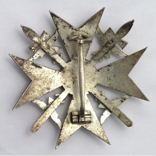 1767 - German Nazi Spanish Cross in silver, maker marked L/15. (pin fitting has been fitted at an odd angle... 