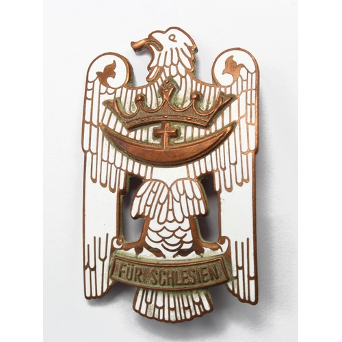 1034 - WW2 German Silesian Eagle Badge. Awarded for fighting the Silesian Uprisings as part of the Freikorp... 