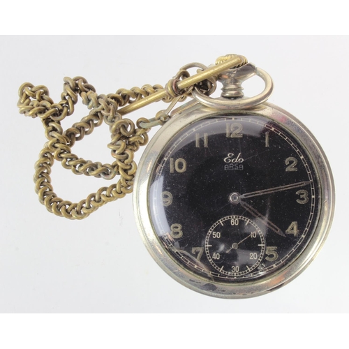 1044 - WW2 Kriegsmarine EDO Deck Watch-Pocket Watch. Works but keeps stopping. Sold a/f